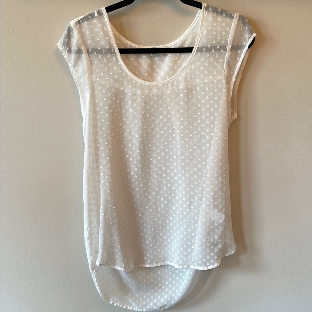 Elegant White Sheer Polka Dot Top